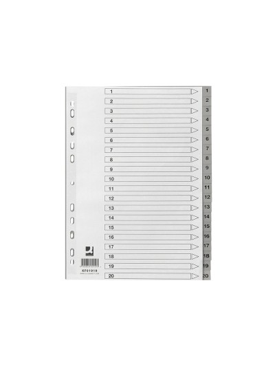 Separador numerico q-connect plastico 1-20 juego de 20 separadores din a4 multitaladro