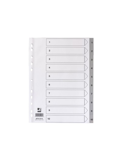 Separador numerico q-connect plastico 1-10 juego de 10 separadores din a4 multitaladro