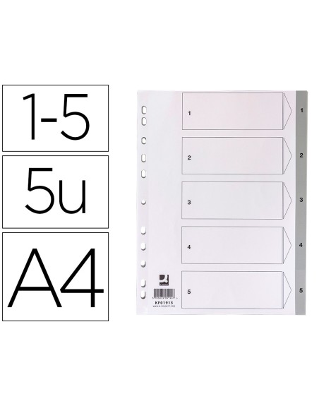 Separador numerico q-connect plastico 1-5 juego de 5 separadores din a4 multitaladro