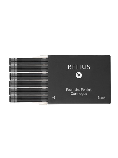 Tinta estilografica belius negro caja 6 cartuchos