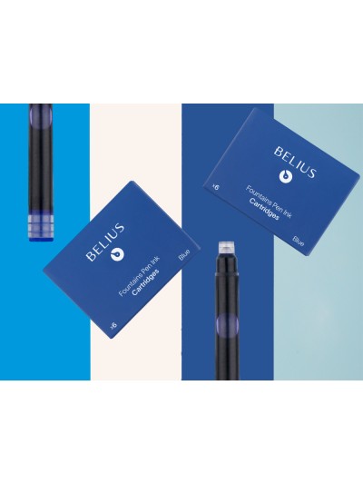 Tinta estilografica belius azul caja 6 cartuchos