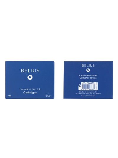 Tinta estilografica belius azul caja 6 cartuchos