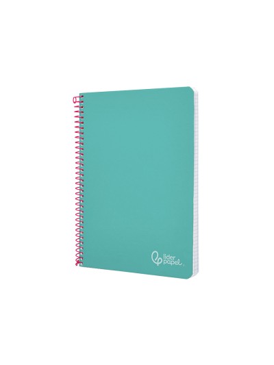 Cuaderno espiral liderpapel din a5 witty tapa dura 80h 90gr cuadro 4mm con margen color turquesa