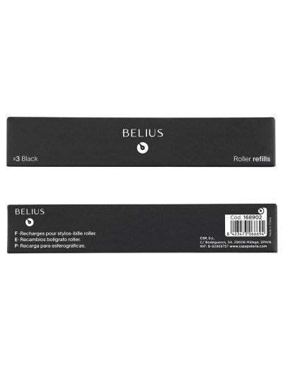 Recambio roller belius negro 0,7 mm caja 3 unidades