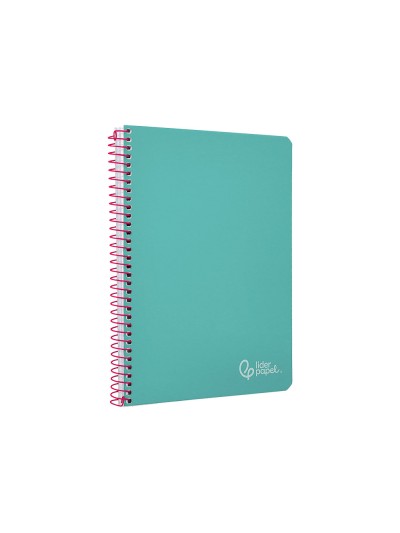 Cuaderno espiral liderpapel din a5 witty tapa dura 80h 90gr cuadro 4mm con margen color turquesa