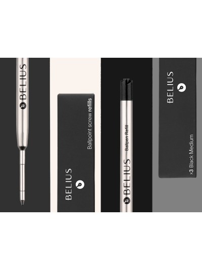 Recambio boligrafo belius negro 0,8 mm caja 3 unidades