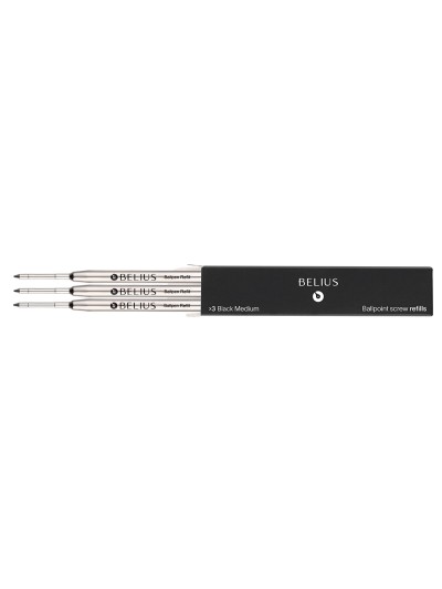 Recambio boligrafo belius negro 0,8 mm caja 3 unidades