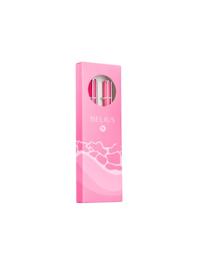 Juego boligrafo y roller belius endless summer aluminio color rosa y plateado tinta azul caja de diseño