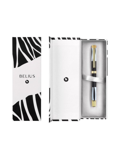 Roller belius dualita cuerpo blanco color negro tinta negra caja de diseño