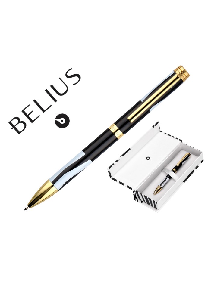 Boligrafo belius dualita cuerpo negro color blanco tinta azul caja de diseño Boligrafo belius dualita cuerpo negro color blanco tinta azul caja de diseño
