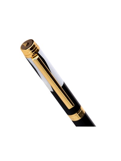 Boligrafo belius dualita cuerpo negro color blanco tinta azul caja de diseño