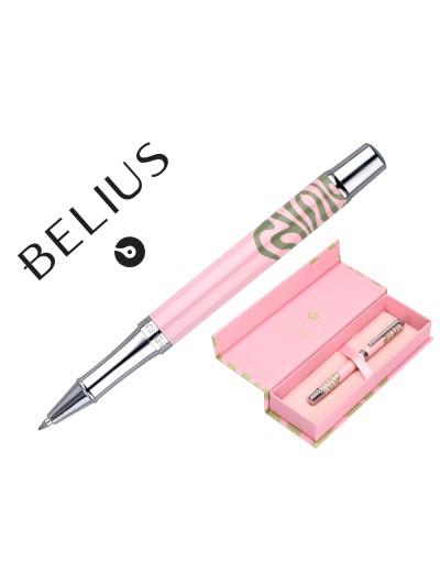 Roller belius ink dreams aluminio color rosa y verde matcha plateado frase interior tinta negra caja de diseño