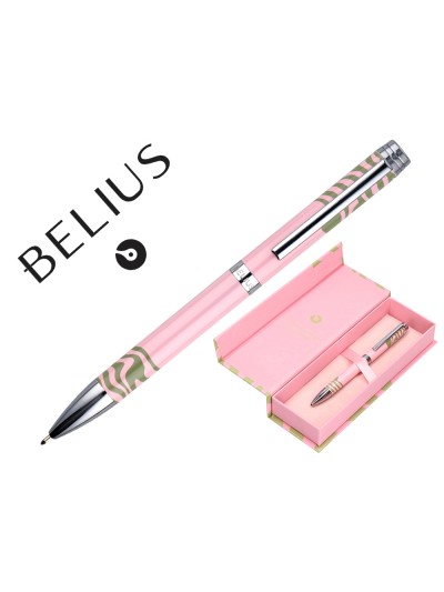 Boligrafo belius ink dreams aluminio color rosa y verde matcha plateado frase interior tinta azul caja de diseño