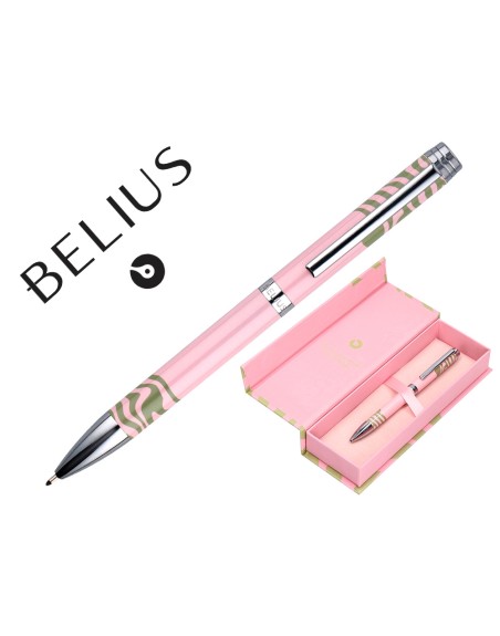 Boligrafo belius ink dreams aluminio color rosa y verde matcha plateado frase interior tinta azul caja de diseño