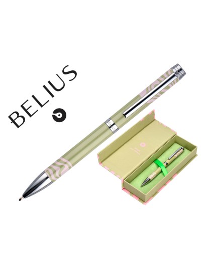 Boligrafo belius ink dreams aluminio color verde matcha y rosa plateado frase interior tinta azul caja de diseño