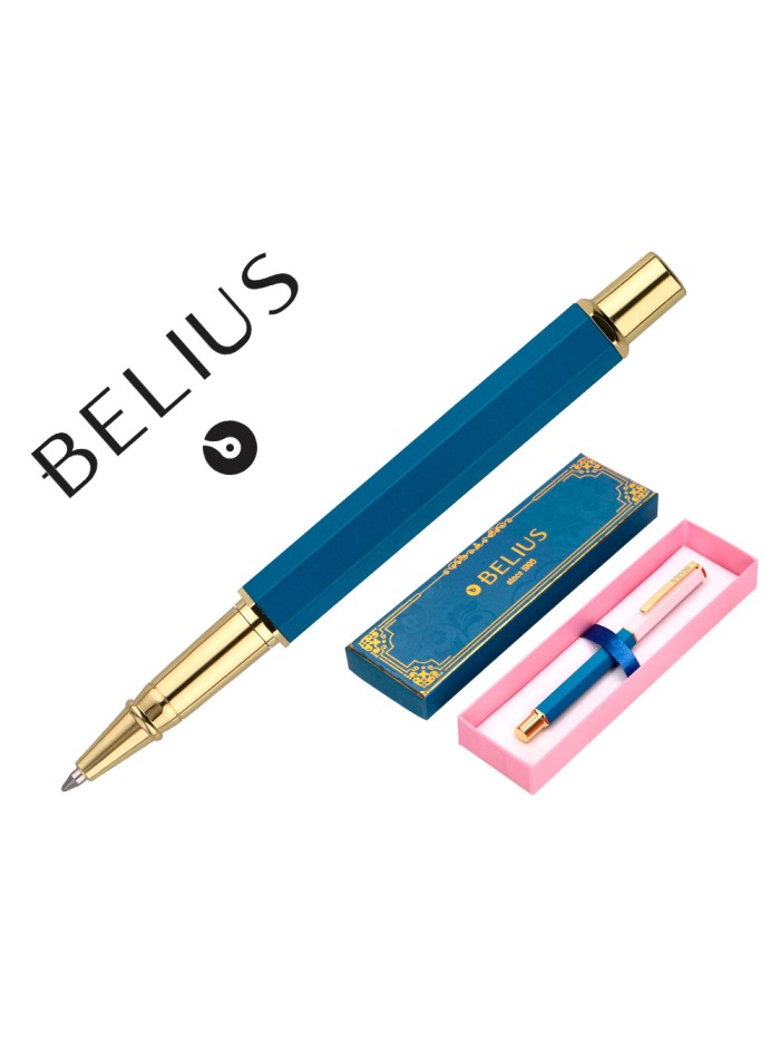 Boligrafo belius macaron bliss forma hexagonal color rosa/ azul y dorado tinta azul caja de diseño Boligrafo belius macaron bliss forma hexagonal color rosa/ azul y dorado tinta azul caja de diseño