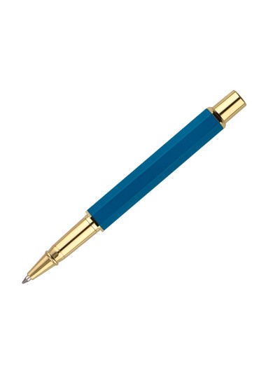 Boligrafo belius macaron bliss forma hexagonal color rosa/ azul y dorado tinta azul caja de diseño