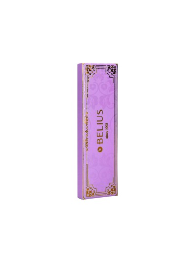 Boligrafo belius macaron bliss forma hexagonal color morado y dorado tinta azul caja de diseño