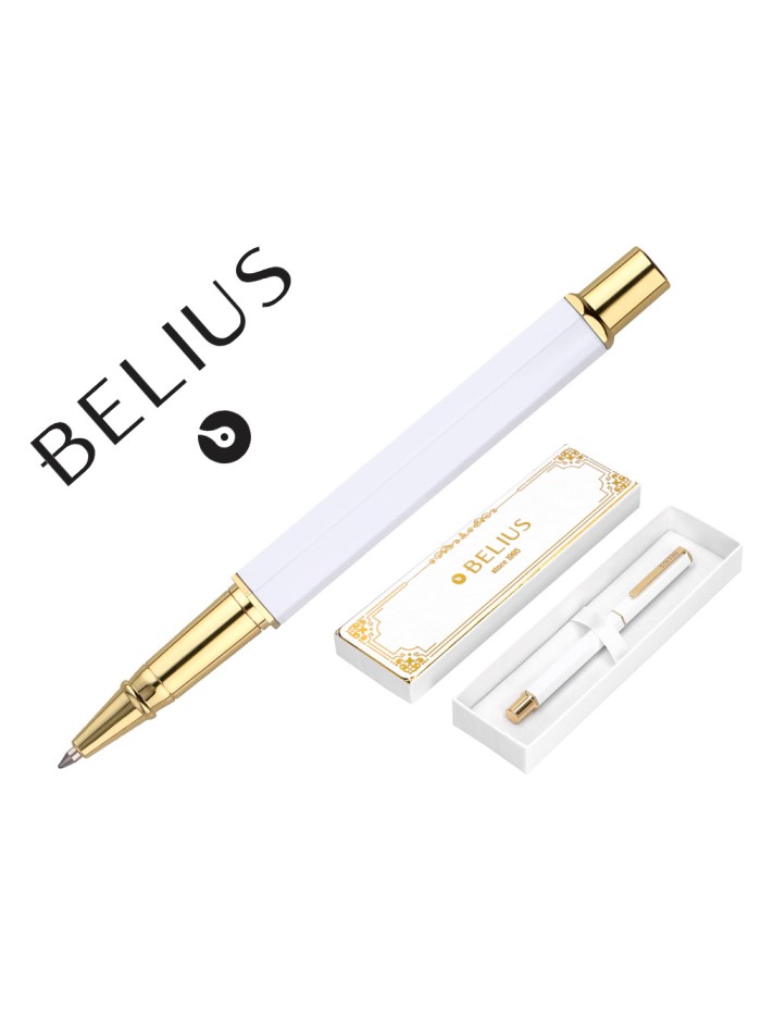 Boligrafo belius macaron bliss forma hexagonal color blanco y dorado tinta azul caja de diseño Boligrafo belius macaron bliss forma hexagonal color blanco y dorado tinta azul caja de diseño