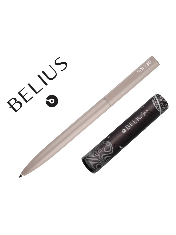 Boligrafo belius rocket b aluminio color minimalista gris tinta azul caja cilindrica Boligrafo belius rocket b aluminio color minimalista gris tinta azul caja cilindrica