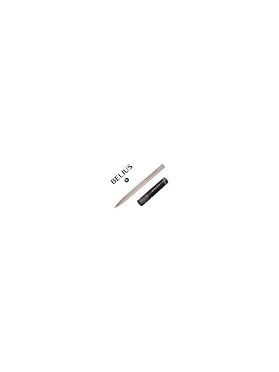 Boligrafo belius rocket b aluminio color minimalista gris tinta azul caja cilindrica
