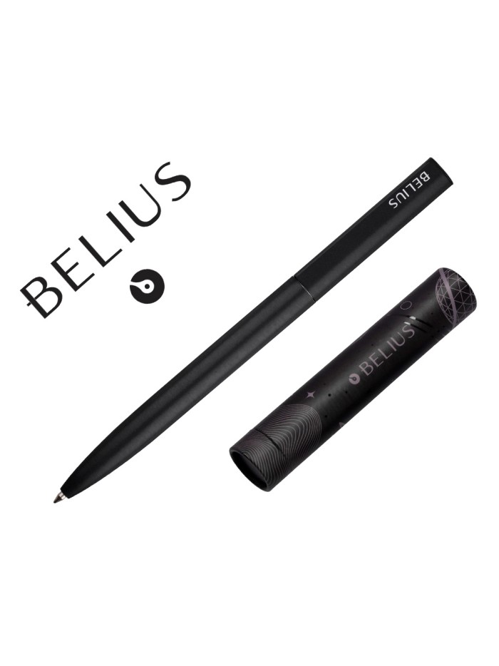 Boligrafo belius rocket b aluminio color minimalista negro tinta azul caja cilindrica Boligrafo belius rocket b aluminio color minimalista negro tinta azul caja cilindrica