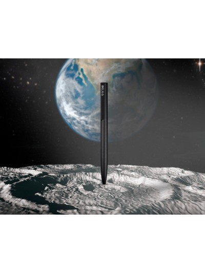 Boligrafo belius rocket b aluminio color minimalista negro tinta azul caja cilindrica