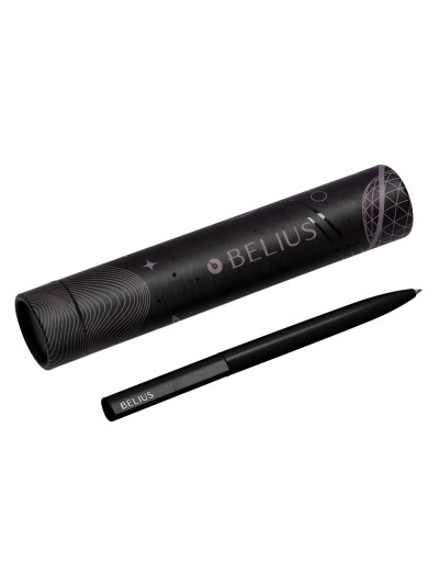 Boligrafo belius rocket b aluminio color minimalista negro tinta azul caja cilindrica