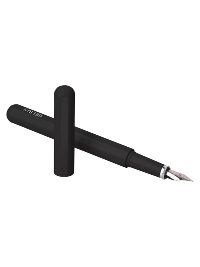 Pluma y funda de similpiel belius space b color minimalista negro tinta azul caja de diseño