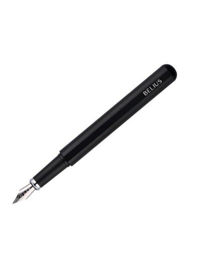 Pluma y funda de similpiel belius space b color minimalista negro tinta azul caja de diseño