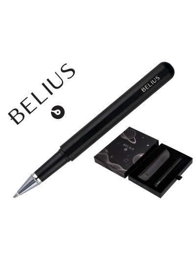 Roller y funda de similpiel belius space b color minimalista negro tinta azul caja de diseño