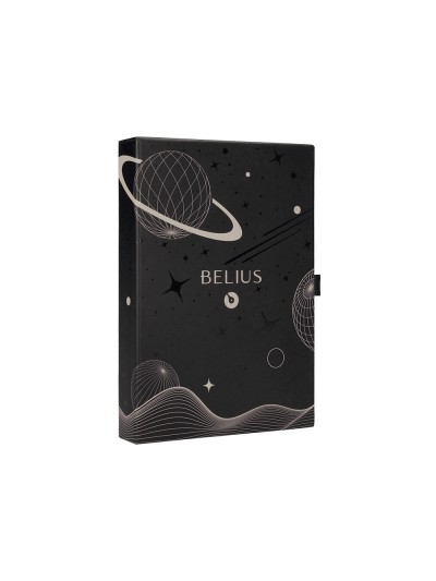 Pluma y funda de similpiel belius space b color minimalista gris tinta azul caja de diseño