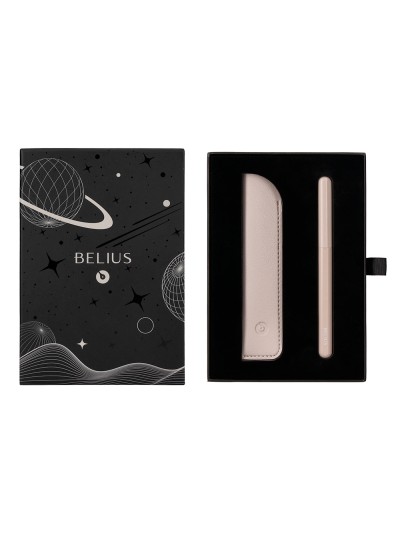 Pluma y funda de similpiel belius space b color minimalista gris tinta azul caja de diseño