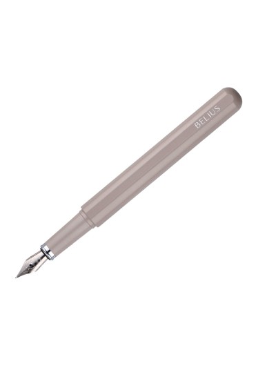 Pluma y funda de similpiel belius space b color minimalista gris tinta azul caja de diseño