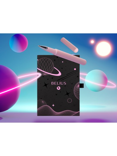 Roller y funda de similpiel belius space b color minimalista rosa tinta azul caja de diseño