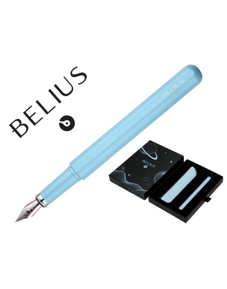 Pluma y funda de similpiel belius space b color minimalista azul tinta azul caja de diseño