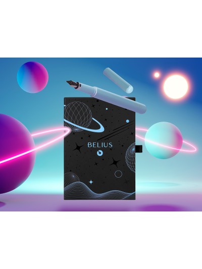Pluma y funda de similpiel belius space b color minimalista azul tinta azul caja de diseño