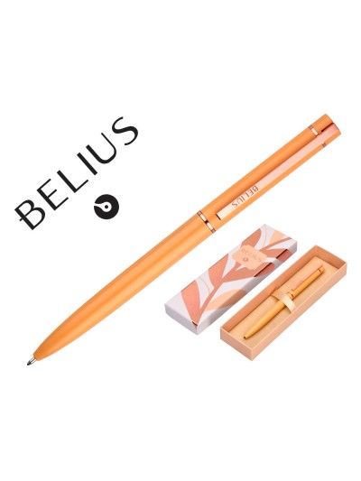 Boligrafo belius rose aluminio color naranja/oro rosa tinta azul caja de diseño