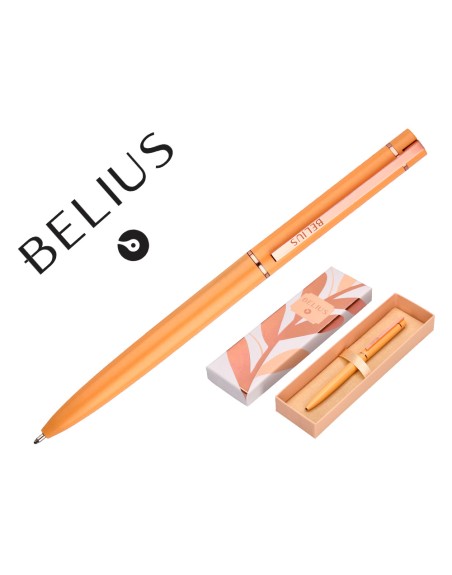 Boligrafo belius rose aluminio color naranja/oro rosa tinta azul caja de diseño