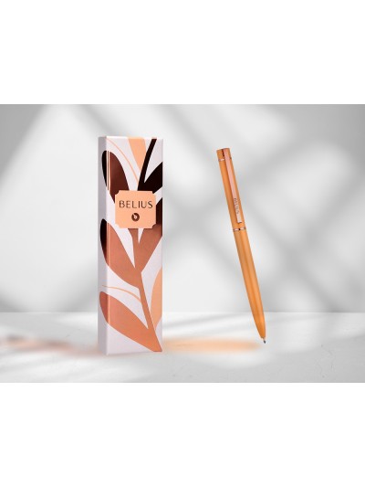 Boligrafo belius rose aluminio color naranja/oro rosa tinta azul caja de diseño