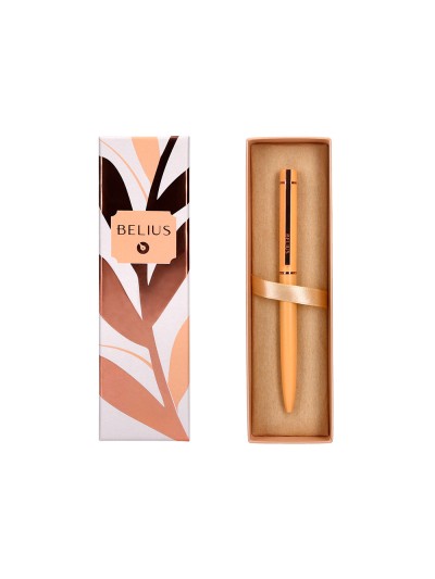 Boligrafo belius rose aluminio color naranja/oro rosa tinta azul caja de diseño