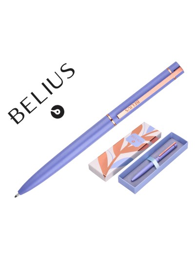 Boligrafo belius rose aluminio color lavanda/oro rosa tinta azul caja de diseño