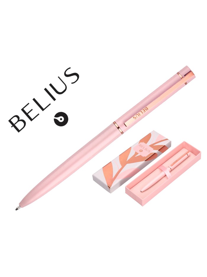 Boligrafo belius rose aluminio color rosa/oro rosa tinta azul caja de diseño Boligrafo belius rose aluminio color rosa/oro rosa tinta azul caja de diseño