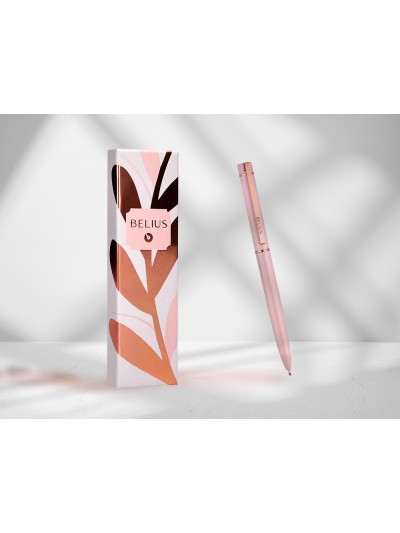Boligrafo belius rose aluminio color rosa/oro rosa tinta azul caja de diseño