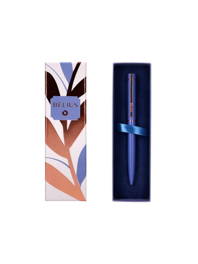 Boligrafo belius rose aluminio color azul electrico/oro rosa tinta azul caja de diseño