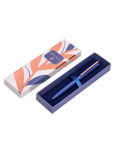 Boligrafo belius rose aluminio color azul electrico/oro rosa tinta azul caja de diseño