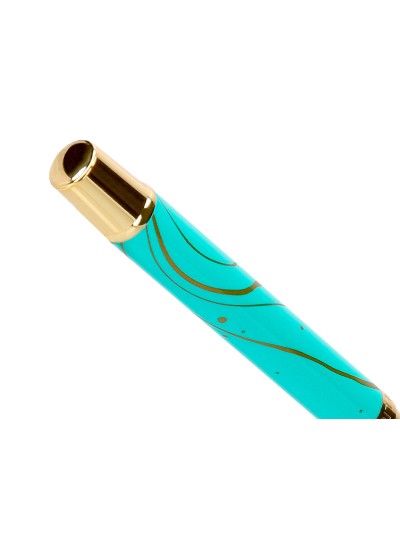 Roller belius aqua aluminio color turquesa y dorado tinta negra caja de diseño