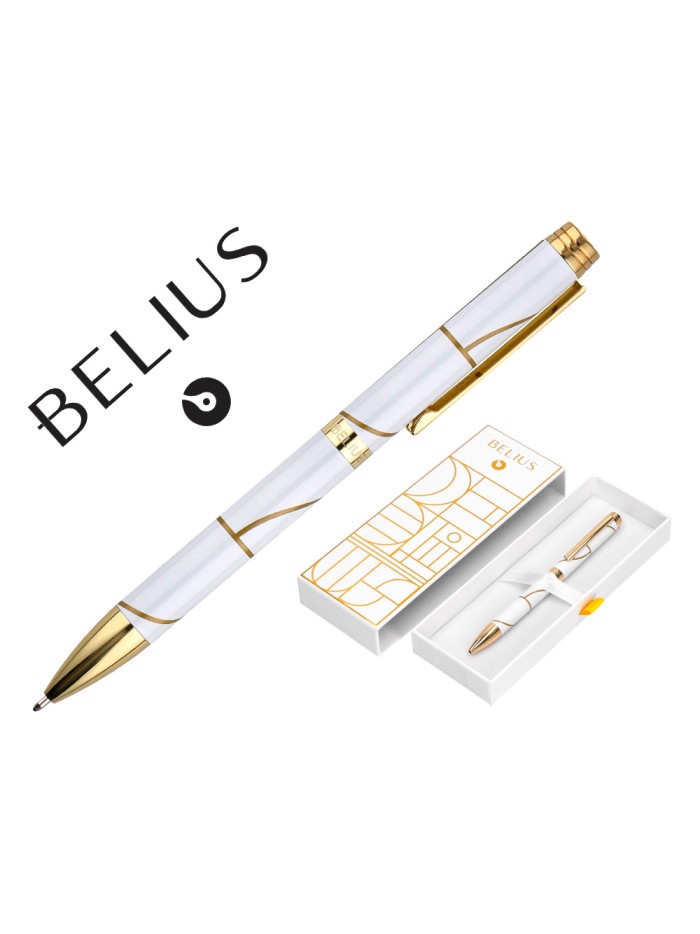 Boligrafo belius carte blanche color y blanco dorado tinta azul caja de diseño Boligrafo belius carte blanche color y blanco dorado tinta azul caja de diseño
