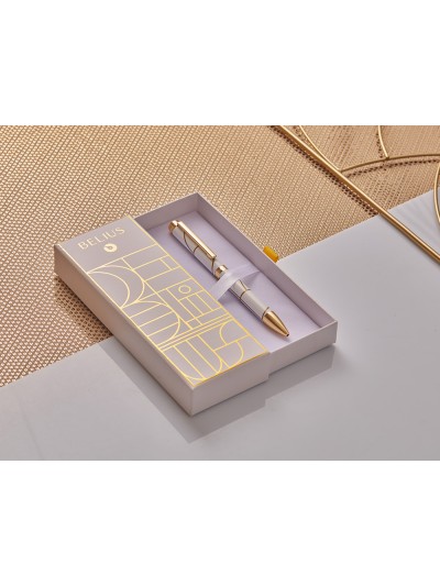 Boligrafo belius carte blanche color y blanco dorado tinta azul caja de diseño