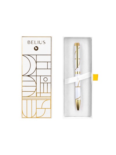 Boligrafo belius carte blanche color y blanco dorado tinta azul caja de diseño